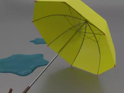 Yellow Umbrella Low-poly 3D model