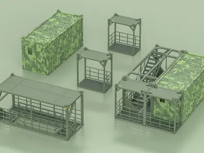 Portable Military Shelter Container Structure 3D model
