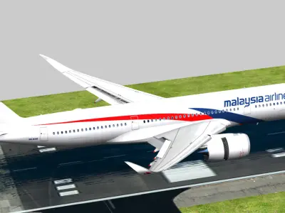 Airbus A350-900 XWB Malaysia Airlines livery 9M-MAB Low-poly 3D model