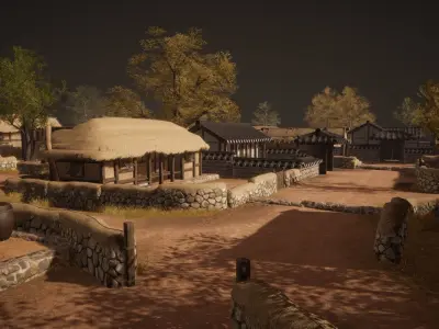 Korea Goryeo Village Low-poly 3D model