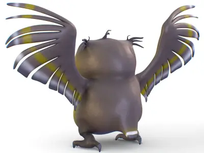 Cartoon Subdivision Toon Grey Bird Owl 3D model