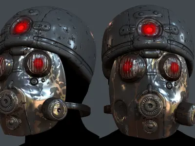 Gas mask helmet 3d model scifi Low-poly Low-poly 3D model