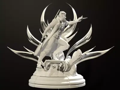 SciFi Hero Warrior Statue High Detail 3D Character Sculpt 3D print model