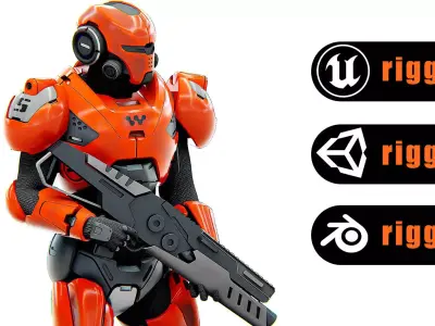 CYBER SOLDIER F-3000 Rigged for Unreal Engine - Unity - MIXAMO  3D model