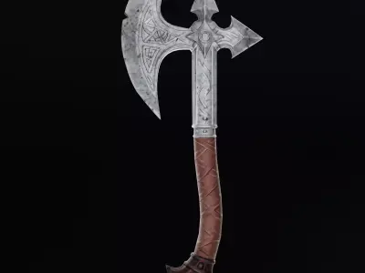 Medieval Fantasy Battle Axe Low-poly 3D model