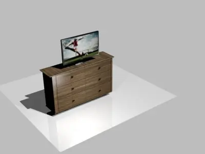 cupboard wooden chest with tv Free 3D model