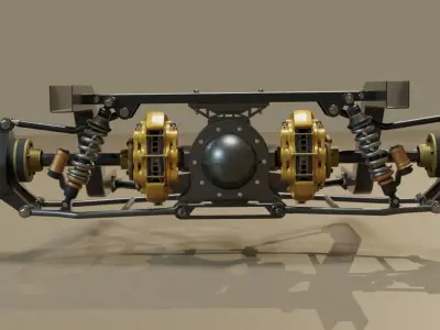 Racing Rear car truck suspension Low-poly 3D model