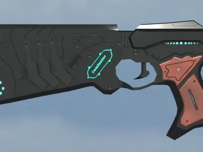 dominator futuristic gun in sky Low-poly 3D model