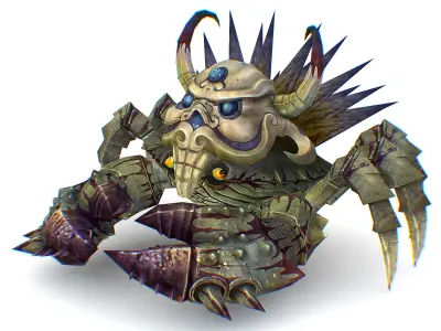 Gray Giant Crab Shell Crayfish Arthropods Sea Animal Low-poly 3D model