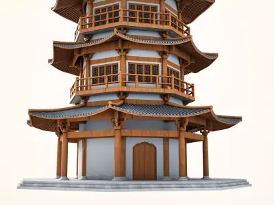 Chinese tower Low-poly 3D model