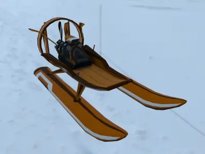 Airboat snow sled for sims Low-poly 3D model