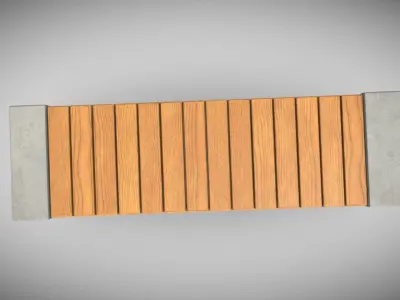 Outdoor Concrete Bench  Low-poly 3D model