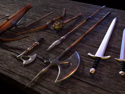 Medieval weapons pack Free low-poly 3D model