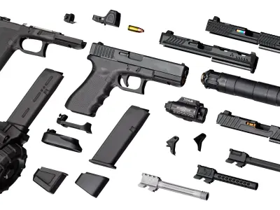 GLOCK 17 MEGA PACK Low-poly 3D model