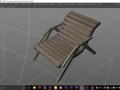 wooden chair for beach side Free low-poly 3D model