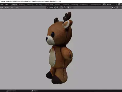 Deer Tedy Bear Toy 2 Low-poly 3D model purchase