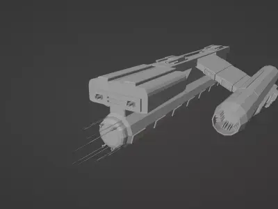 Spaceship Hammerhead Low-poly 3D model