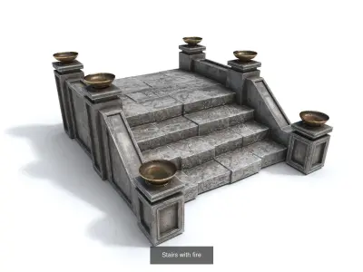 Stairs with fire Texture Pack 3D Model Collection