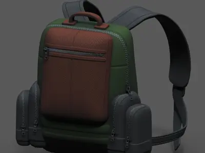 Backpack military combat soldier armor scifi Generic camp Low-poly 3D model