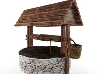 Vintage Well Low-poly 3D model