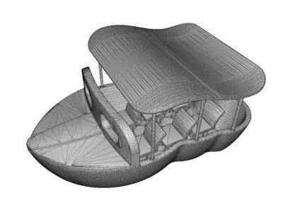 Astonishing Cartoon Tourist Boat Low-poly 3D model