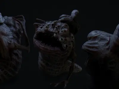 THe leach Horror monster Animated  Low-poly 3D model