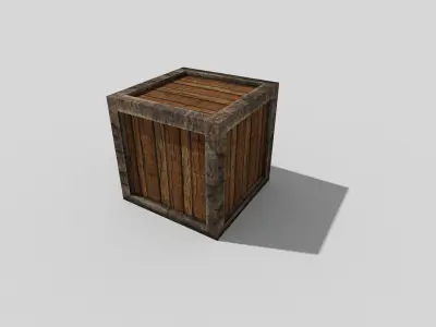 low poly wooden box Low-poly 3D model