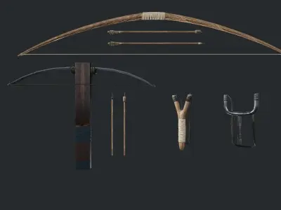 Improvised Weapons and Crafting Materials Low-poly 3D model