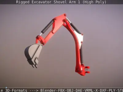 Rigged Excavator Shovel Arm -1- High-Poly 3D model