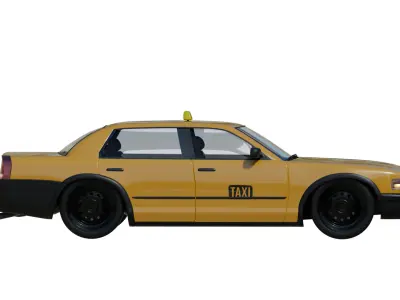 Yellow Taxi car Sedan 3d Model Free 3D model