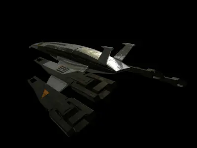 Normandy futuristic spaceship Low-poly 3D model