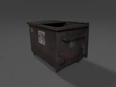Old Industrial Dumpster Bin Rusted Low-poly 3D model