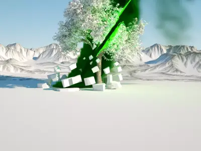 burning tree in the mountains Free low-poly 3D model