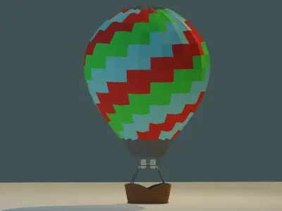 Low Poly Hot Air Balloon Low-poly 3D model