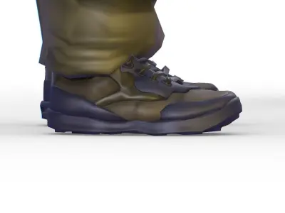 High Poly Subdivision Man Old USSR Soldier Low-poly 3D model