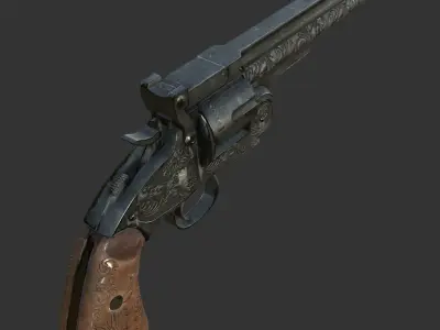 Revolver Gun Low-poly 3D model