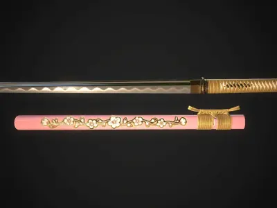 Wakizashi 04 Low-poly 3D model