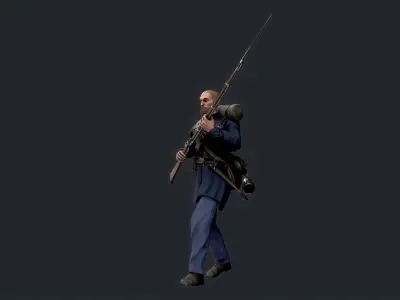 Soldier 3 A pose Low poly character redy for game  Low-poly 3D model