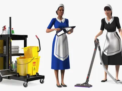 Rigged Housekeeping Maids Collection 2 for Maya 3D model