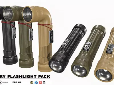 Military-flashlight Package Low-poly 3D model