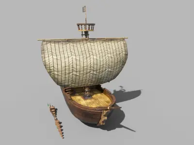 Pirate ship PBR low-poly 3D model Low-poly 3D model
