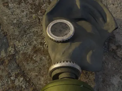 Photorealistic Gas Mask - Lying State Low-poly 3D model