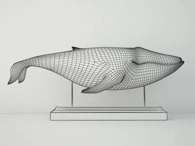 Carved and Painted Wooden Humpback Whale 3D model