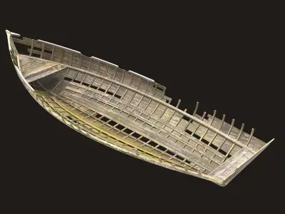 Destroyed wooden boat Low-poly 3D model
