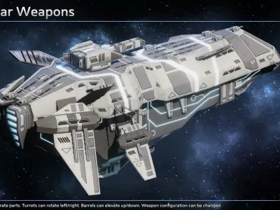 Spacehip Battleship II Low-poly 3D model