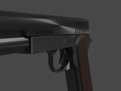 animated rigged pistol Low-poly 3D model