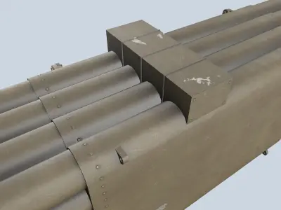 XM-3 Launcher With 70mm Missile Low-poly 3D model