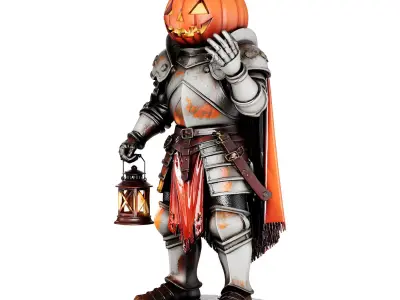 Halloween Pumpkin Guardian 3d print and game ready 3D model