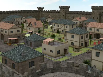 Medieval Town - Pack Low-poly 3D model