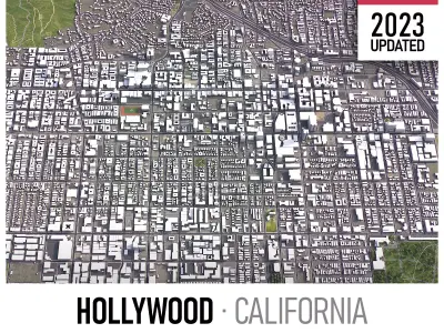 Hollywood - 3D City Low-poly 3D model